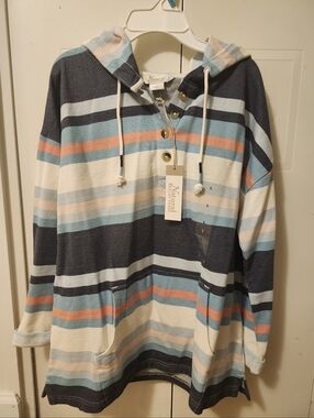 NWT Striped Henley Sweatshirt
